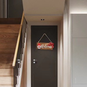 Panneau de bienvenue en bois avec gnome et nœud, décoration murale de Noël, forme rectangulaire, taille personnalisable - Product Image 3