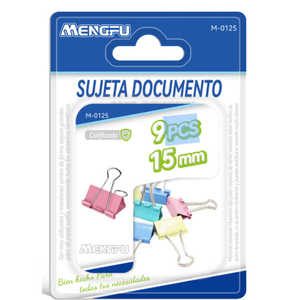 Mengfu M-0125 Clip per Rilegatura Colorate da 15mm per Ufficio e Scuola, 9 Pezzi con Magnete, in Materiale Plastico PP, Prodotte in Cina - Product Image 1