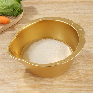 304 Stainless Steel Rice Washing Basin Colander Drainer Kitchen Vegetable Strainer Silver Gold Color - Product Image 2