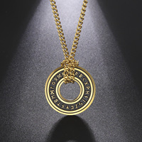 Collar con Runas Vikingas para Hombre, Acero Inoxidable, Colgante Circular con Runas Elder Futhark, Joyería Nórdica Vintage Retro, Directo de Fábrica