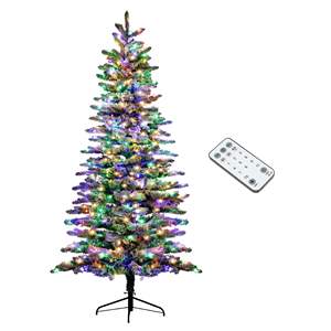 DB Venta caliente 7,5 pies Pino de montaña preiluminado Árbol de Navidad artificial 180 cm Árbol de Navidad flocado con nieve con 500 LED" - Product Image 1