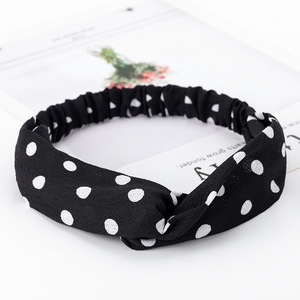 New Chiffon Cross <b>Elastic</b> <b>Headband</b> Solid Polka Dot For Women Skincare Washing Face Fitness Sweatband - Product Image 4