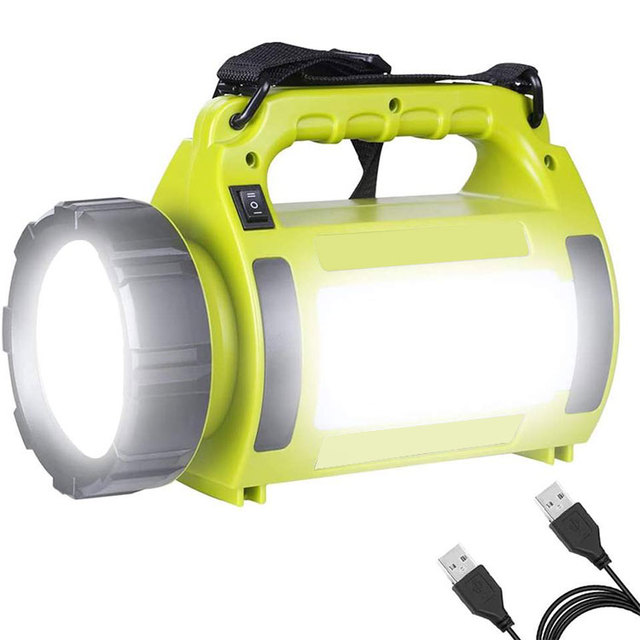 Factory Outlet High Brightness  Flashlight USB Charging Green ABS Light Work Camping Flashlight