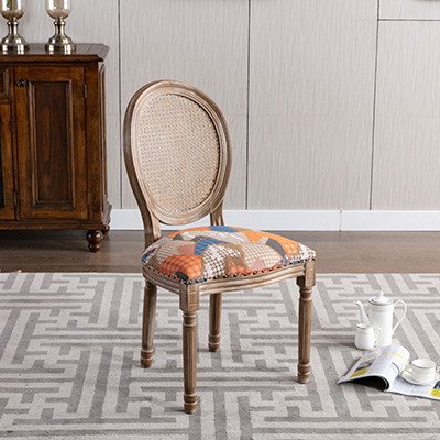 Matu floral fabric/rope back/no armrests