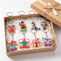 Ensemble de porte-clés vintage sur le thème du cirque en PVC, mousqueton orange, breloque de sac souple multicolore durable, imprimé UV, promotionnel et résistant à l'eau