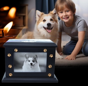 Kotak Kenangan Hewan Peliharaan dari Kayu Ramah Lingkungan, Tahan Lama, Bentuk Persegi Panjang, untuk Menyimpan Abu Hewan, Bingkai Foto untuk Anjing dan Kucing - Product Image 5