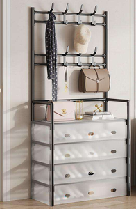 Porte-manteau et chaussures à 5 niveaux couverture anti-poussière chaussure vêtements organisateur support avec crochets <span class=keywords><strong>pour</strong></span> entrée - Product Image 2