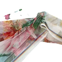 Neue Pfingstrose mit Blumen-Digitaldruck passt Polyester-Netz gewebe für Urlaubs kleider an