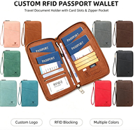 Porte-passeport en cuir PU de style vintage avec logo personnalisé, portefeuille de voyage à fermeture éclair personnalisé, housse de passeport portable personnalisée, cadeau