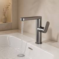 Nouveau design Robinet de lavabo en aluminium spatial monotrou à poser sur comptoir avec cartouche céramique Mitigeur eau chaude et froide