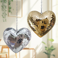 Bola de Discoteca Chuang De con Forma de Corazón, Decoración de Espejo Brillante para Bodas, Regalo de San Valentín, Decoración Colgante para el Hogar