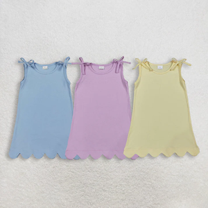 Vestidos sin mangas con volantes y lazo hasta la rodilla para bebés niñas - Product Image 1