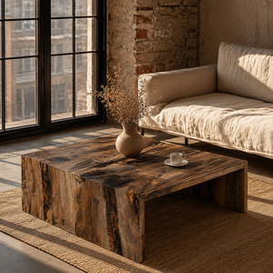 Mesa de Centro de Madera de Arce Maciza Reciclada, Hecha a Mano, Ecológica, de Lujo, con Diseño de Cascada, Muebles Modernos para Sala de Estar - Product Image 2
