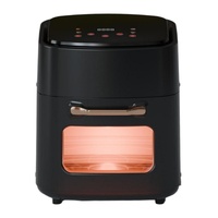 Freidora de Aire de 15L, 1400W, con Ventana de Visualización Iluminada, Control Táctil Superior, Asa Dorada Rosa, Apagado Automático