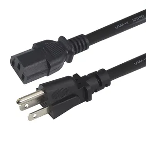 18 Awg 10 Ft kabel ekstensi Ac Komputer, kabel listrik Amerika tahan air standar Us 3 Prong sampai IEC C13 3pin