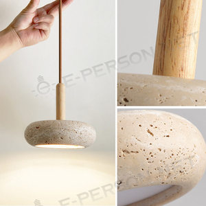 Lampe suspendue décorative en pierre de travertin naturelle, blanc chaud, <span class=keywords><strong>suspension</strong></span> AC, <span class=keywords><strong>pour</strong></span> salle à manger, <span class=keywords><strong>cuisine</strong></span> - Product Image 3