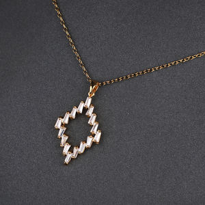 Conjuntos de pendientes y collares con colgante geométrico de circón a la moda para mujer, conjuntos de joyería baratos chapados en oro al por mayor - Product Image 5