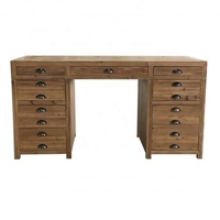 Bureau de réception exécutif en bois massif de style français classique et antique, personnalisable, avec tiroirs, Hoolnn HL890R-150