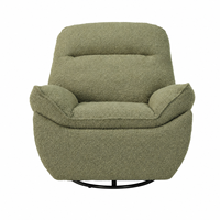 Fauteuil inclinable manuel moderne en tissu bouclé vert olive avec cadre en bois et revêtement en tissu pour salon