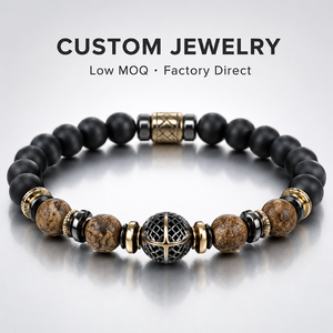 <span class=keywords><strong>สร้อย</strong></span>ข้อมือหินออนิกซ์สีดำด้านธรรมชาติ Yogoo สำหรับผู้ชาย พร้อมจี้รูปกางเขนแบบโปร่งทำจากสแตนเลส ประดับด้วยลูกปัด <span class=keywords><strong>สร้อย</strong></span>ข้อมือเสริมพลังสำหรับผู้<span class=keywords><strong>ชาย</strong></span> ผลิตจากโรงงาน - Product Image 1