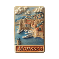 Haute qualité personnalisé petit aimant de réfrigérateur en résine 3D effet de soulagement Monaco Souvenir de voyage bon pour un usage domestique