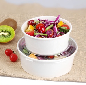 Bol alimentaire rond en kraft blanc jetable, réutilisable et recyclable avec couvercle, logo personnalisé, emballage <span class=keywords><strong>pour</strong></span> la restauration rapide, bols à salade en papier - Product Image 1