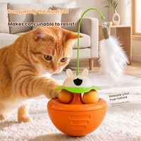 Juguetes Interactivos para Mascotas: Set de Bolas para Gatos, Dispensador de Comida con Doble Pista de Bolas, Pluma y Campana, Juguetes de Enriquecimiento para Mascotas