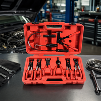 Jeu de pinces à colliers de serrage robustes 9 pièces - Kit d'outils professionnels pour liquide de refroidissement/radiateur automobile avec câble flexible de 24 pouces