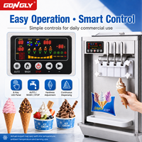 Machine à glace molle et yaourt commerciale compacte, automatique, haute productivité, 3 saveurs, pour café et boulangerie