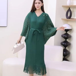 Abito a pieghe Miyake nuovo stile 2025 tutte le <span class=keywords><strong>taglie</strong></span> <span class=keywords><strong>abbigliamento</strong></span> donna all'ingrosso per <span class=keywords><strong>taglie</strong></span> grandi - Product Image 4