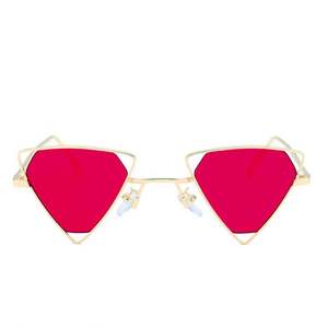 Lunettes de soleil vintage rétro personnalisées 2019 pour hommes et femmes, monture en alliage, protection UV400, forme triangulaire creuse - Product Image 4