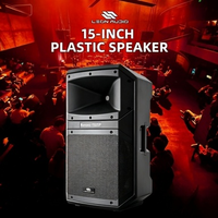 Speaker Aktif Full Range 15 Inch 400+100W Kabinet Plastik Grille Baja Loudspeaker PA untuk Pertunjukan Langsung