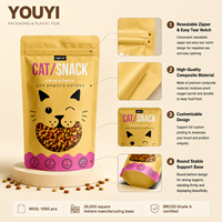 Sachets personnalisés laminés anti-odeur, de qualité alimentaire, en plastique, pour aliments pour animaux (chats, chiens), avec fermeture éclair, pour friandises pour animaux de compagnie