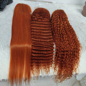 Letsfly 10A 13x4 Lace Frontal Human Hair <b>Wigs</b> 350# <b>Ginger</b> Colorful 200% Density Water Wave Ear to Ear 18-30 Inches Wholesales - Product Image 4