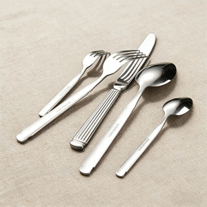 ชุดช้อนส้อมสแตนเลส 5 ชิ้น ดีไซน์หรูหราสไตล์โรมัน ประกอบด้วยช้อนสเต็กและช้อนขนมหวาน - Product Image 2