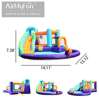 Château gonflable multifonctionnel portable Airmyfun en promotion, capacité 3 personnes, piscine pour enfants, souffleur et pistolet à eau pour jardin