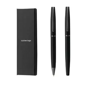 الترويجية هدية مجموعة أقلام الكلاسيكية الأسود ماتي المعادن قلم بسن بلية قلم حبر مع شعار مخصص