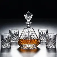 Amazon vendita calda Artigianale di Vetro Decanter e Whisky Occhiali Set Elegante Whisky Decanter con Bicchieri Da Cocktail regalo di lusso set