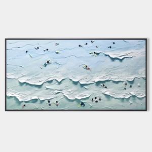 Grande Peinture Murale 3D Paysage Marin, Art Texturé de Natation en Mer, Cadeau Idéal pour l'Agencement de la Maison - Product Image 2