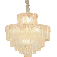 Lustre en verre givré multicouche de luxe pour villas, salons, chambres, halls d'hôtel, restaurants - LED à intensité variable, garantie de 3 ans