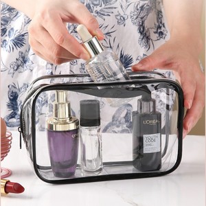 Transparent Pvc Cosmetic <b>Bag</b> Large Capacity Waterproof Toiletries Storage Rectangle Shape Everyday Use - Product Image 1