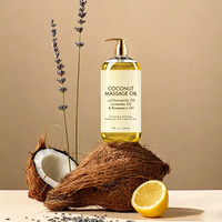 Huile de massage corporelle nourrissante OEM/ODM sous marque privée, à l'orange, noix de coco et camomille, apaisante, rafraîchissante, anti-cellulite, raffermissante et douce