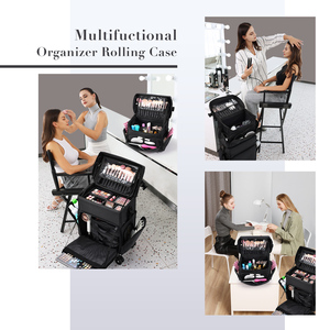 Rolling <b>Makeup</b> <b>Case</b> Professional Cosmetic <b>Case</b> Organizer Cosmetology Suitcase Nail Polish Storage Travel Salon Barber <b>Case</b> - Product Image 5