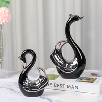 Cygnes Couples Mariage Valentine Cadeau Moderne Nordique Esthétique Chambre Décor Ornements En Céramique Cygne Noir pour Décoration De Table