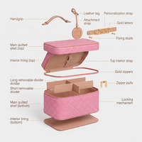 Trousse de Toilette Matelassée en Cuir Véritable LZ Manufacturer pour Femme avec Étiquette de Bagage – Organisateur de Maquillage et de Voyage