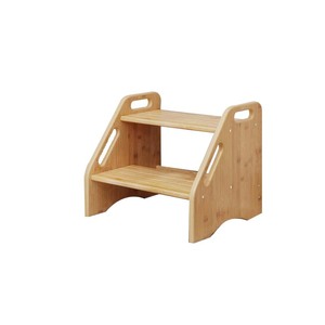 Hai bước bằng gỗ bước phân với miếng đệm chống trượt và tre xử lý Toddler-An toàn cho trẻ em Chiều cao kép cho phòng tắm & nhà bếp sử dụng - Product Image 2