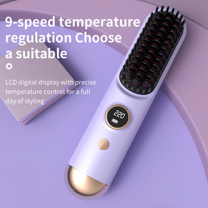 <span class=keywords><strong>Brosse</strong></span> <span class=keywords><strong>Lissante</strong></span> <span class=keywords><strong>Chauffante</strong></span> Sans Fil Mini Efficace à LED Ionique USB, Chauffage Rapide, Peigne Chauffant Lissant, Logo Personnalisé Français Espagnol - Product Image 5