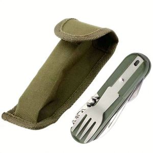 Ensemble de couverts de camping portables avec couteau pliant, fourchette et cuillère - 3 en 1, ustensiles de voyage multifonctions pour l'extérieur, cadeau - Product Image 2