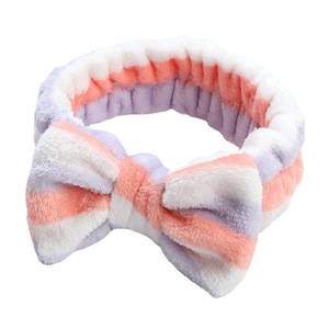 MADESHINE Bandeau pour femme en velours polaire corail avec nœud, pour le lavage du visage et le maquillage, décontracté, toutes saisons - Product Image 4