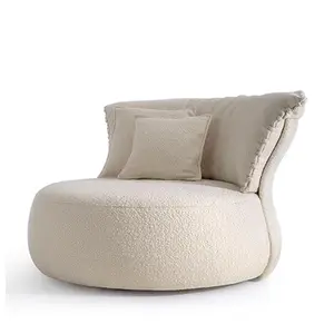 Modernes nordisches Luxus-Samts toff sofa White Puff Boucle Sessel Akzent Wingback Lounge Lazy Chair für Wohnzimmer möbel